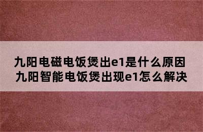 九阳电磁电饭煲出e1是什么原因 九阳智能电饭煲出现e1怎么解决